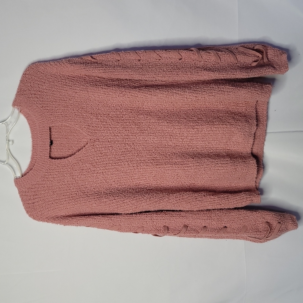 Witty Fox pink knit keyhole long sleeve sweater size Large